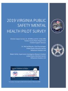 2019 VIRGINIA PUBLIC SAFETY MENTAL HEALTH PILOT SURVEY