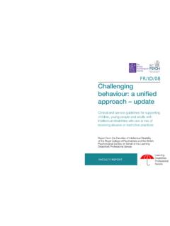 FR/ID/08 Challenging behaviour: a unified approach – update
