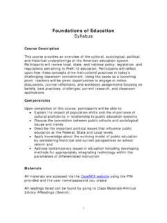 Foundations of Education Syllabus - casenex.com