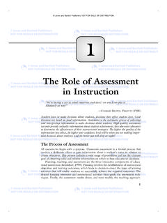 The Role of Assessment in Instruction