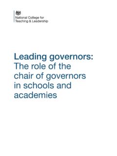 Leading governors: The role of the chair of governors in ...