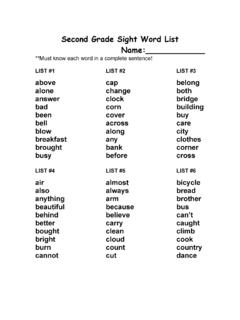 Second Grade Sight Word List Name: