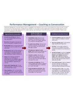 Performance Management Coaching as Conversation