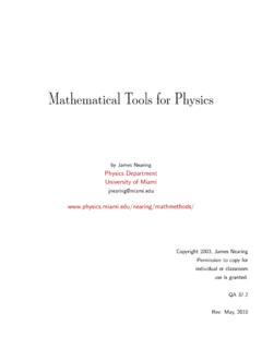 Mathematical Tools for Physics - Department of Physics
