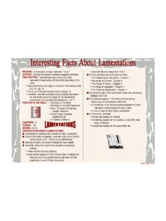 Interesting Facts About Lamentations - Bible Charts