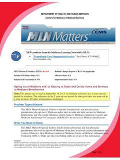 MLN Matters&#174; Number: SE1311 Revised Related Change …