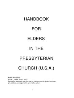 HANDBOOK FOR ELDERS IN THE PRESBYTERIAN CHURCH …