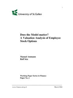 Does the Model matter? A Valuation Analysis of Employee ...