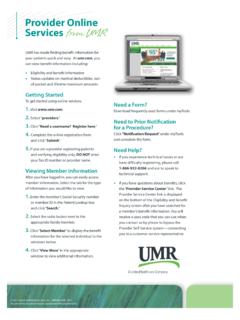 Provider Online Services - UMR Portal