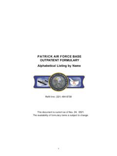 PATRICK AIR FORCE BASE OUTPATIENT FORMULARY ... - …