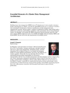 Essential Elements of a Master Data Management Architecture