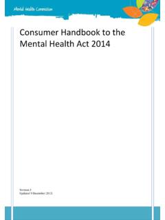Consumer Handbook to the Mental Health Act 2014