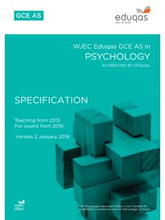 WJEC Eduqas GCE AS in PSYCHOLOGY