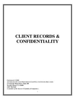 CLIENT RECORDS &amp; CONFIDENTIALITY - Success CE