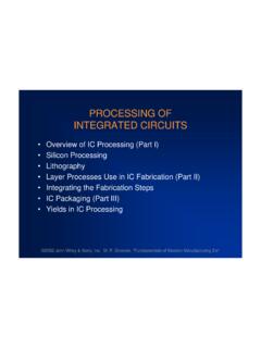 PROCESSING OF INTEGRATED CIRCUITS