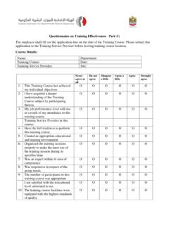 Questionnaire on Training Effectiveness Part (1) Course ...