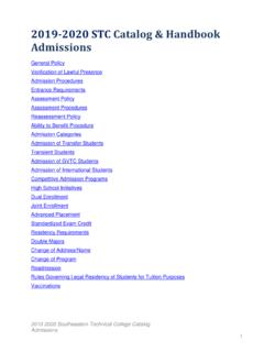 2018-2019 STC Catalog &amp; Handbook Admissions