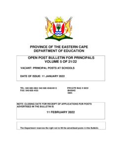 PROVINCE OF THE EASTERN CAPE DEPARTMENT OF …