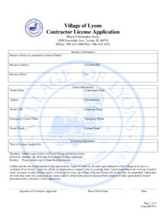 Village of Lyons Contractor License Application