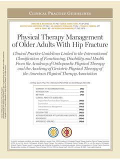 Physical Therapy Management of Older Adults With Hip …