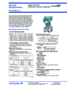General Model EJX110A Specifications Differential Pressure ...