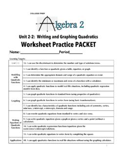 Unit 2-2: Writing and Graphing Quadratics Worksheet ...