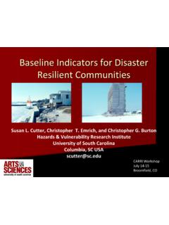 Baseline Indicators for Disaster Resilient Communities