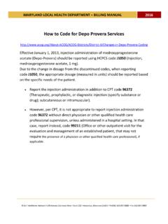 How to Code for Depo Provera Services - Maryland