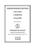 BUSINESS RESEARCH METHODS - University of Calicut