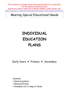 SEN individual education plans - GOV.UK