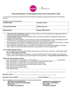 Provider Request for Reconsideration and Claim Dispute Form