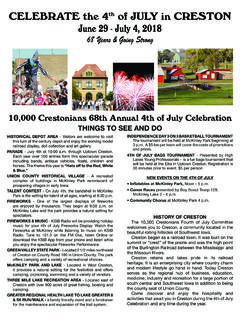 CELEBRATE the 4th of JULY in CRESTON June 29 - July 4, 2018