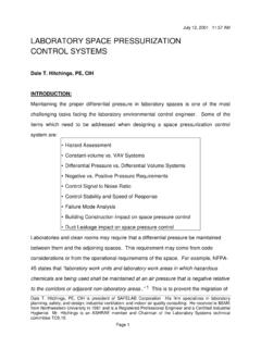 LABORATORY SPACE PRESSURIZATION CONTROL …