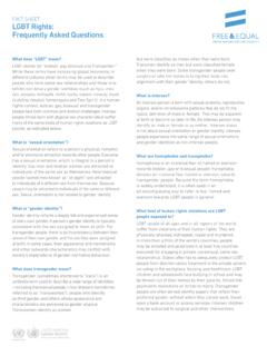 Fact sheet LGBT Rights: Frequently Asked Questions