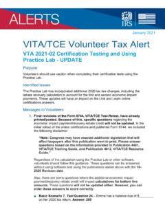 January 2021 VITA/TCE Volunteer Tax Alert - IRS tax forms
