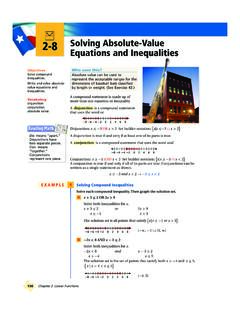 2-8 Solving Absolute-Value Equations and Inequalities