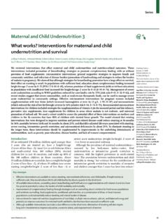 Maternal and Child Undernutrition 3 What works ...
