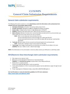CLTS/WPS General Claim Submission Requirements