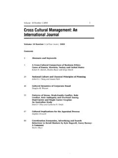 Cross Cultural Management: An International Journal