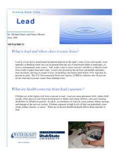 Drinking Water Facts….. Lead - Utah State University