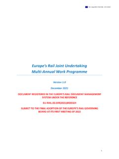 Europe’s Rail Joint Undertaking Multi-Annual Work Programme