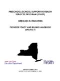 PRESCHOOL/SCHOOL SUPPORTIVE HEALTH SERVICES PROGRAM (SSHSP)