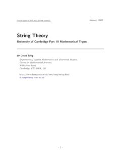 String Theory - University of Cambridge
