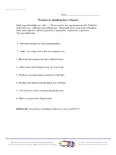 Worksheet 1: Identifying Parts of Speech