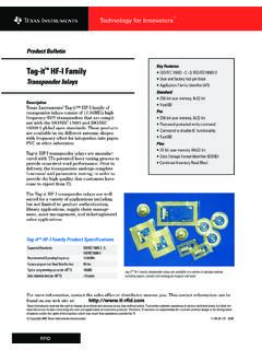Tag-itTM HF-I Family - RFID Engineering Solutions