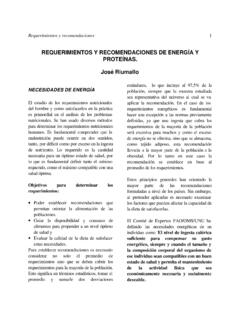 REQUERIMIENTOS Y RECOMENDACIONES DE ENERG&#205;A Y …
