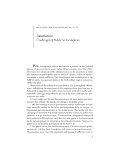Introduction: Challenges of Public Sector Reform