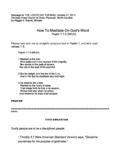 How To Meditate On God's Word - Christian Hope Church
