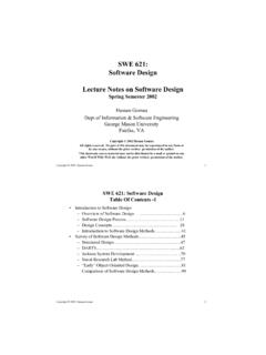SWE 621: Software Design Lecture Notes on Software Design