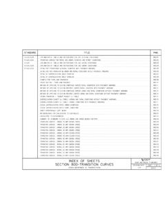 INDEX OF SHEETS SECTION 800-TRANSITION CURVES